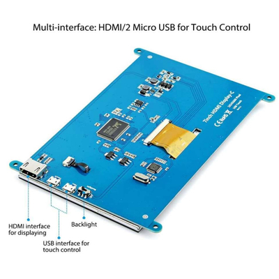 ラズベリーPi4 HDMI 7のインチTFT LCDの表示800x480は容量性タッチ パネルと点を打つ