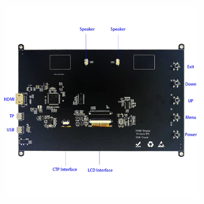 10.1" 1024x600 IPS PCAP容量感触画面 TFT LCDサポート HDMIコネクタ
