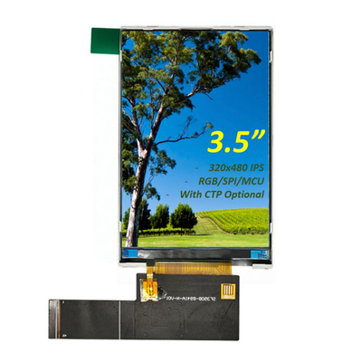 3.5インチ TFT LCD ディスプレイ モジュール 320x480 HVGA IPS RGB/MCU/SPI インターフェース付き フルビューイングアングル