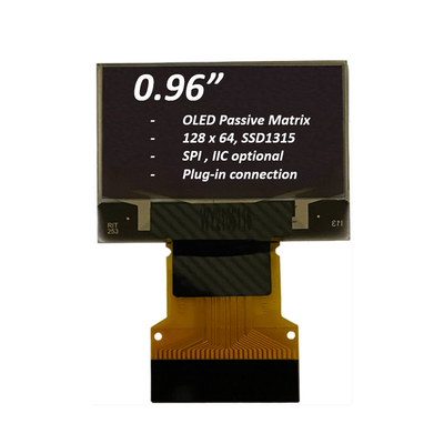 0.96インチ OLEDディスプレイ モジュール 128x64 ピクセル SPI I2C インターフェイス プラグイン接続