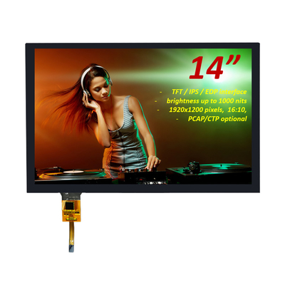 14インチ TFT LCD ディスプレイ 1920×1200 ピクセル 16:10 CTPタッチ付きEDPインターフェース