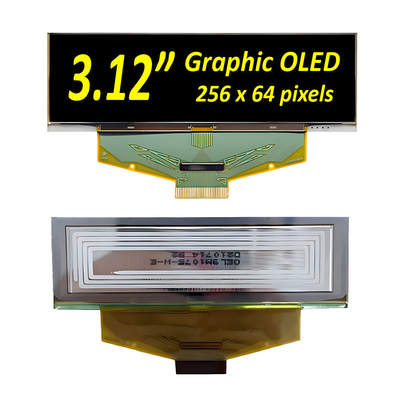 3.12インチ産業用グレードのOLEDディスプレイモジュール- 256x64ピクセル,SPI,I2Cインターフェース付き30ピン