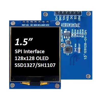 SPI 1.5インチ OLEDディスプレイ 128x128 ドットマトリックス SSD1327/SH1107G ホワイト/ブルーフォント 7ピンモジュール