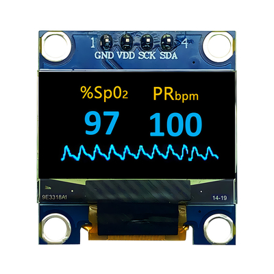 4 ヘッダーピン 0.96 インチ OLED ディスプレイ モジュール 128x64 ピクセル I2C インターフェース 黄色+青色