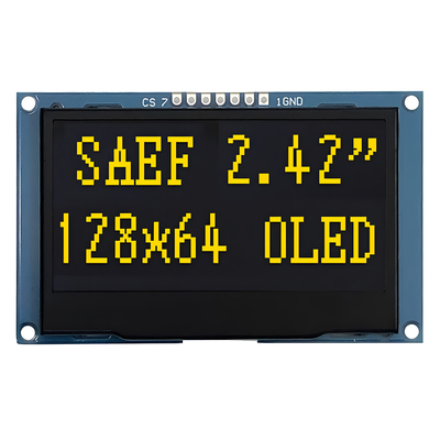 2.42インチ 黄色い OLED ディスプレイ 128x64 点解像度 7 ヘッダーピン SPI インターフェース