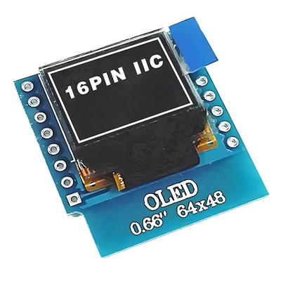 0.66インチIIC OLEDディスプレイ 16ピン 64x48ピクセル,ホワイト/ブルーフォント 超低電源OLEDディスプレイ